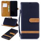 Color Matching Denim Texture Leather Case for Xiaomi Redmi Note 7, with Holder & Card Slots & Wallet & Lanyard (Black) - 1