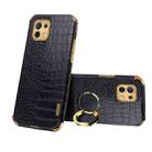 For Xiaomi Mi 11 6D Electroplated TPU Crocodile Pattern Magnetic Leather Case with Ring Holder (Black) - 1