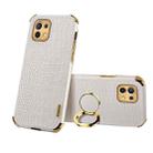 For Xiaomi Mi 11 6D Electroplated TPU Crocodile Pattern Magnetic Leather Case with Ring Holder (White) - 1