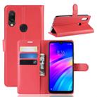 Litchi Texture Horizontal Flip Leather Case for Xiaomi Redmi 7, with Wallet & Holder & Card Slots (Red) - 1