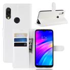 Litchi Texture Horizontal Flip Leather Case for Xiaomi Redmi 7, with Wallet & Holder & Card Slots (White) - 1