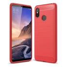 Brushed Texture Carbon Fiber Shockproof TPU Case for Xiaomi Mi Max 3 (Red) - 1