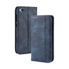 Magnetic Buckle Retro Texture Horizontal Flip Leather Case for Xiaomi Redmi Go, with Holder & Card Slots & Wallet (Blue) - 1