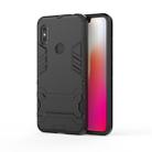 Shockproof PC + TPU  Case for Xiaomi Redmi Note 6, with Holder(Black) - 1