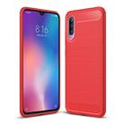 Brushed Texture Carbon Fiber Shockproof TPU Case for Xiaomi Mi 9 SE(Red) - 1