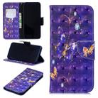 3D Colored Drawing Purple Butterfly Pattern Horizontal Flip Leather Case for Xiaomi Redmi Note 7 / Redmi Note 7 Pro, with Holder & Card Slots & Wallet - 1