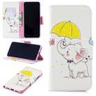 Colored Drawing Elephant under the Umbrella Pattern Horizontal Flip Leather Case for Xiaomi Redmi Note 7 / Redmi Note 7 Pro, with Holder & Card Slots & Wallet - 1