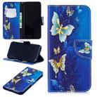 Colored Drawing Golden Butterfly Pattern Horizontal Flip Leather Case for Xiaomi Redmi Note 7 / Redmi Note 7 Pro, with Holder & Card Slots & Wallet - 1