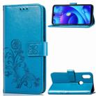 Lucky Clover Pressed Flowers Pattern Leather Case for Xiaomi Play, with Holder & Card Slots & Wallet & Hand Strap (Blue) - 1