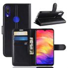 Litchi Texture Horizontal Flip Leather Case for Xiaomi Redmi Note 7, with Wallet & Holder & Card Slots (Black) - 1