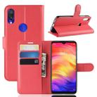 Litchi Texture Horizontal Flip Leather Case for Xiaomi Redmi Note 7, with Wallet & Holder & Card Slots (Red) - 1