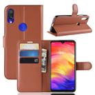 Litchi Texture Horizontal Flip Leather Case for Xiaomi Redmi Note 7, with Wallet & Holder & Card Slots (Brown) - 1