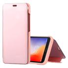 Mirror Clear View Horizontal Flip PU Leather Case for Xiaomi Redmi 6, with Holder (Rose Gold) - 1