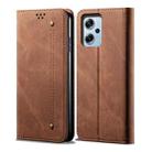 Denim Texture Leather Phone Case For Xiaomi Redmi Note 11T Pro+ / Note 12 T Pro / Poco X4 GT (Brown) - 1