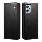 Oil Wax Crazy Horse Texture Leather Phone Case For Xiaomi Redmi Note 11T Pro+ / Note 12 T Pro / Poco X4 GT (Black) - 1