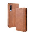 Magnetic Buckle Retro Texture Horizontal Flip Leather Case for Xiaomi Mi 9, with Holder & Card Slots & Wallet(Brown) - 1