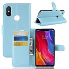 Litchi Texture Horizontal Flip Leather Case for Xiaomi Mi 8 SE, with Wallet & Holder & Card Slots (Blue) - 1