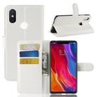 Litchi Texture Horizontal Flip Leather Case for Xiaomi Mi 8 SE, with Wallet & Holder & Card Slots (White) - 1