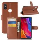 Litchi Texture Horizontal Flip Leather Case for Xiaomi Mi 8 SE, with Wallet & Holder & Card Slots (Brown) - 1