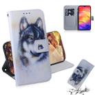 White Wolf Pattern Coloured Drawing Horizontal Flip Leather Case for Xiaomi Redmi Note 7, with Holder & Card Slots & Wallet - 1