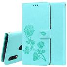 Rose Embossed Horizontal Flip PU Leather Case for Xiaomi Redmi 7, with Holder & Card Slots & Wallet (Green) - 1