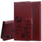 Rose Embossed Horizontal Flip PU Leather Case for Xiaomi Redmi 7, with Holder & Card Slots & Wallet (Brown) - 1