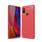 Brushed Texture Carbon Fiber Shockproof TPU Case for Xiaomi Mi 8 SE (Red) - 1