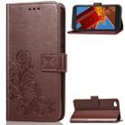 Lucky Clover Pressed Flowers Pattern Leather Case for Xiaomi Redmi Go, with Holder & Card Slots & Wallet & Hand Strap (Brown) - 1