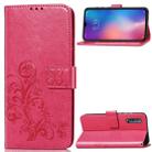 Lucky Clover Pressed Flowers Pattern Leather Case for Xiaomi Mi 9, with Holder & Card Slots & Wallet & Hand Strap(Rose Red) - 1