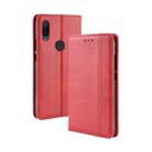 Magnetic Buckle Retro Crazy Horse Texture Horizontal Flip Leather Case for Xiaomi Redmi 7, with Holder & Card Slots & Photo Frame (Red) - 1