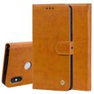 Business Style Oil Wax Texture Horizontal Flip Leather Case for Xiaomi Redmi S2, with Holder & Card Slots & Wallet (Brown) - 1