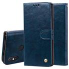 Business Style Oil Wax Texture Horizontal Flip Leather Case for Xiaomi Redmi Note 5 Pro, with Holder & Card Slots & Wallet (Blue) - 1