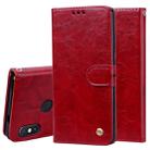 Business Style Oil Wax Texture Horizontal Flip Leather Case for Xiaomi Redmi Note 5 Pro, with Holder & Card Slots & Wallet (Red) - 1