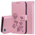 Rose Embossed Horizontal Flip PU Leather Case for Xiaomi Redmi Go, with Holder & Card Slots & Wallet(Rose Gold) - 1