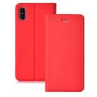 Ultra-thin Pressed Magnetic Card TPU+PU Leather Case for iPhone X / XS, with Card Slot & Holder (Red) - 1