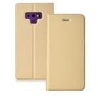 Ultra-thin Pressed Magnetic TPU+PU Leathe Case for Galaxy Note 9, with Card Slot & Holder (Gold) - 1