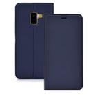 Ultra-thin Pressed Magnetic TPU+PU Leathe Case for Galaxy A8 (2018), with Card Slot & Holder (Blue) - 1