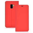 Ultra-thin Pressed Magnetic TPU+PU Leathe Case for Galaxy A8 (2018), with Card Slot & Holder (Red) - 1