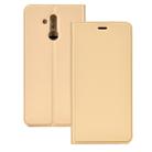 Ultra-thin Pressed Magnetic TPU+PU Leathe Case for Huawei Mate 20 Lite, with Card Slot & Holder (Gold) - 1