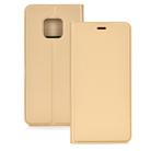 Ultra-thin Pressed Magnetic TPU+PU Leathe Case for Huawei Mate 20 Pro, with Card Slot & Holder (Gold) - 1