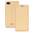 Ultra-thin Pressed Magnetic TPU+PU Leathe Case for Xiaomi Redmi 6A, with Card Slot & Holder (Gold) - 1