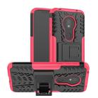 Tire Texture TPU+PC Shockproof Case for Motorola Moto G7 Play, with Holder (Pink) - 1