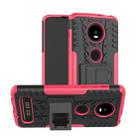 Tire Texture TPU+PC Shockproof Phone Case for Motorola Moto Z4 Play (with Fingerprint Hole), with Holder (Pink) - 1