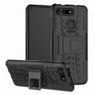 Tire Texture TPU+PC Shockproof Phone Case for Huawei Honor V20, with Holder (Black) - 1
