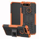 Tire Texture TPU+PC Shockproof Phone Case for Huawei Honor V20, with Holder (Orange) - 1