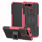 Tire Texture TPU+PC Shockproof Phone Case for Huawei Honor V20, with Holder (Pink) - 1