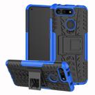 Tire Texture TPU+PC Shockproof Phone Case for Huawei Honor V20, with Holder (Blue) - 1
