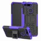 Tire Texture TPU+PC Shockproof Phone Case for Huawei Honor V20, with Holder (Purple) - 1