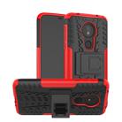 Tire Texture TPU+PC Shockproof Phone Case for Motorola Moto G7 Power, with Holder (Red) - 1