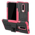 Tire Texture TPU+PC Shockproof Phone Case for OnePlus 7, with Holder (Pink) - 1